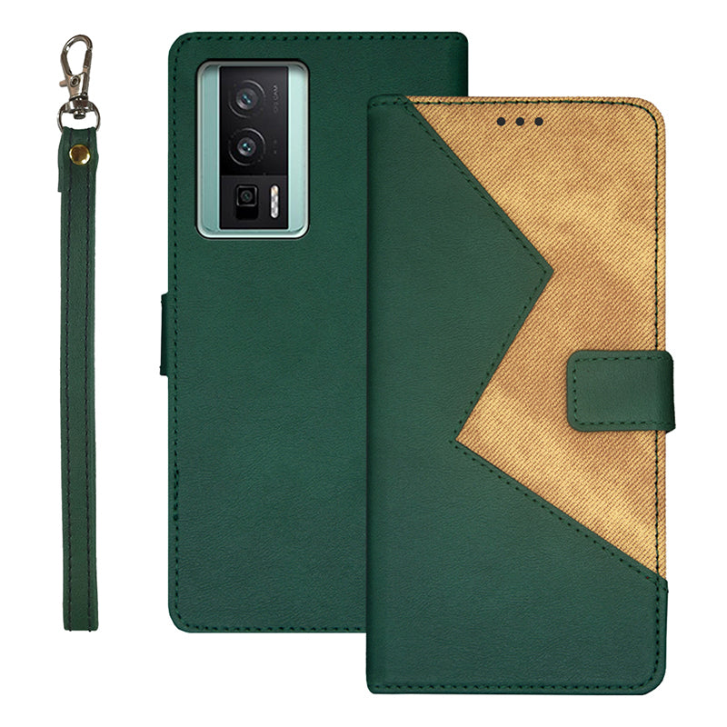 IDEWEI For Xiaomi Poco F5 Pro 5G Redmi K60 Pro 5G K60 5G Card Slots Color Splicing Leather Magnetic Phone Case with Wrist Strap IDEWEI For Xiaomi Poco F5 Pro 5G Redmi K60 Pro 5G K60 5G Card Slots Color Splicing Leather Magnetic Phone Case with Wrist Strap